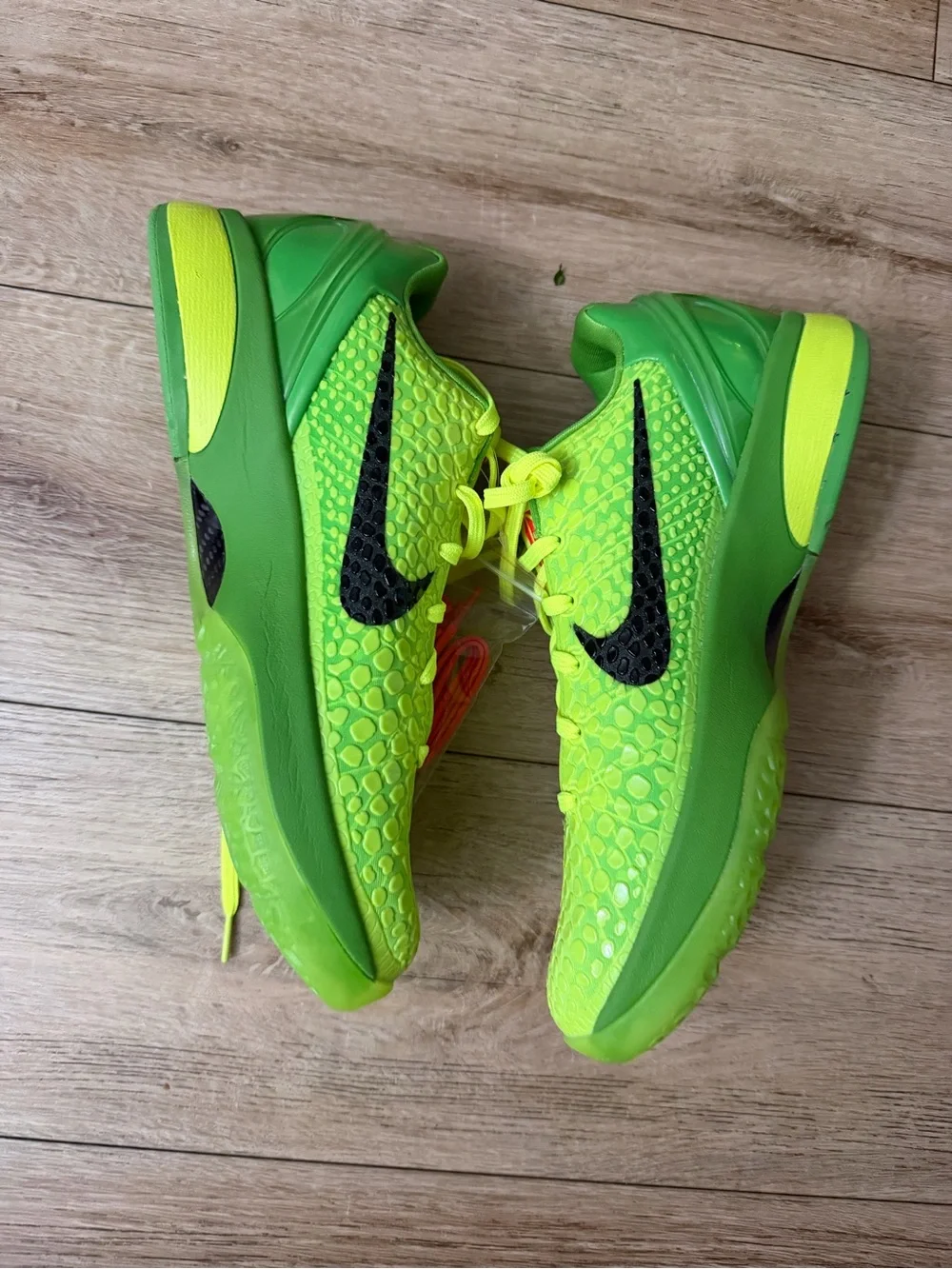 Nike Kids Bright Neon Green Athletic Sneakers with Extra Red Laces its new